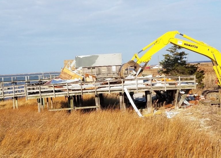 A house prone to flooding in Lawrence Township, Cumberland County, is demolished as part of the DEP’s Blue Acres program.