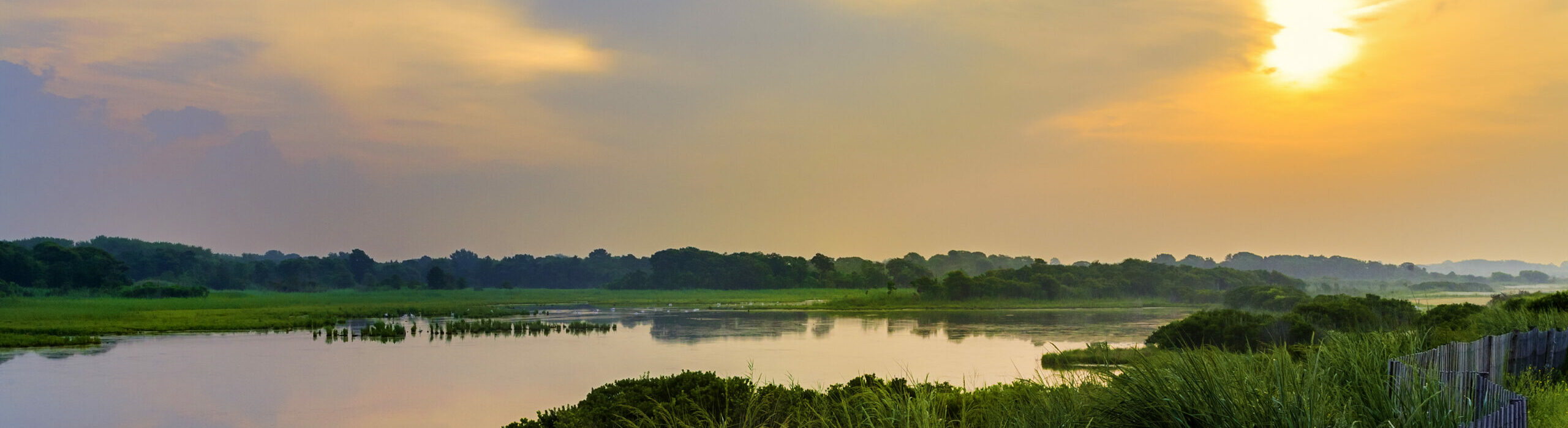 dramatic sky over natural wetlands in New Jersey