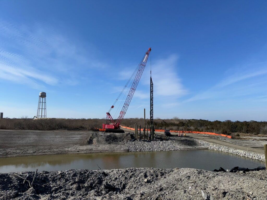 Picture12-feb2025 Installation of piles along the south bank of Pond Creek for foundational support of the forthcoming pedestrian bridge – February 2025