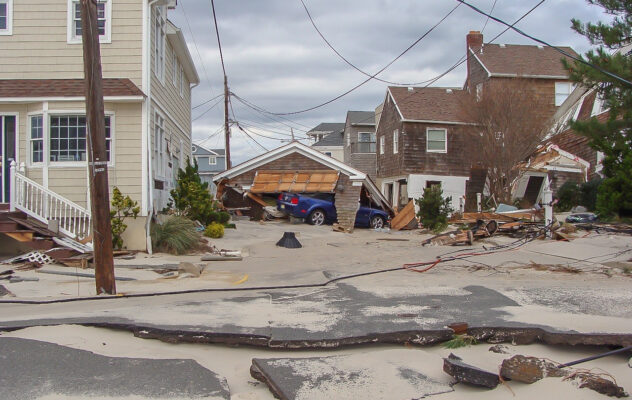 sail Houses near shore damaged from hurricane