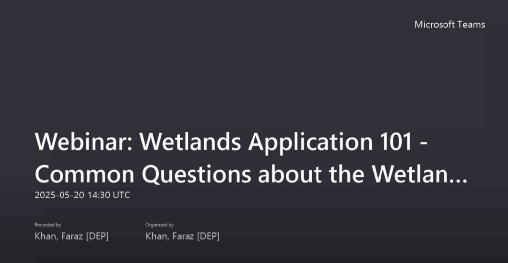 Webinar Wetlands Application 101 Video